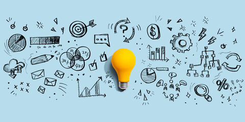 Aufkleber - marketing strategy concept with a light bulb
