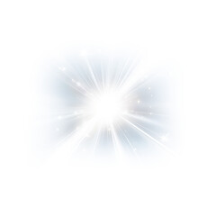 Shining stars isolated on a transparent white background. Effects, glare, radiance, explosion, white light, set. The shining of stars, beautiful sun glare