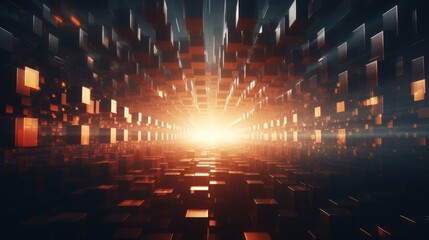 Poster - Generative AI Distorted grids and patterns forming an intriguing and abstract visual landscape