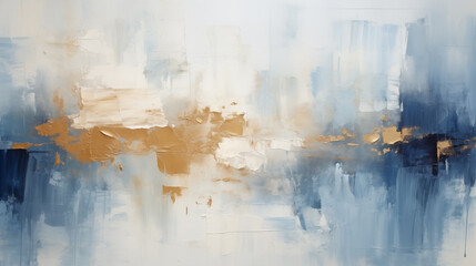 Poster - abstract rough blue white gold art painting texture