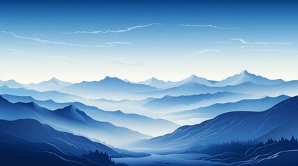 Poster - Generative AI Minimalist masterpiece of a Blue Cold Mountain