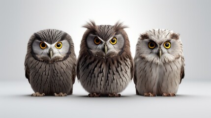 Poster - Generative AI Mysterious owls perched in different poses.