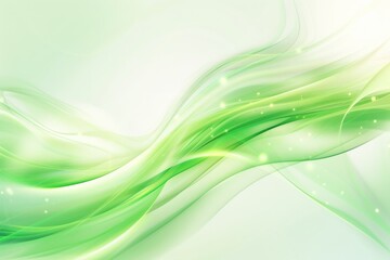 Fototapete - Abstract Green Light Waves and Particles