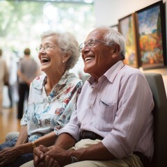 Poster - Stock image of an elderly couple attending a cultural event, enjoying the arts Generative AI
