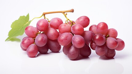 Poster - Three sweet red grapes captured in a close-up realistic photo against a white background Generative AI