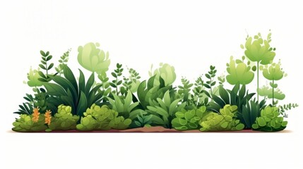 Poster - Generative AI decorative elements, bushes white background Minimalism flat cartoon illustration
