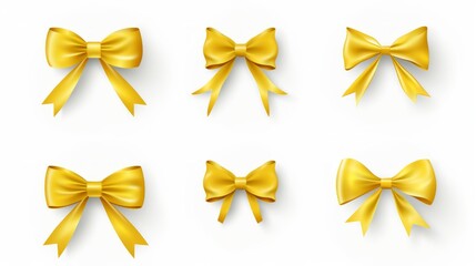 Poster - Generative AI set of different yellow ribbons, on a white isolated background