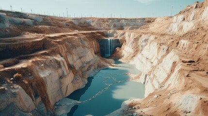 Poster - Generative AI top view, clay quarry with water