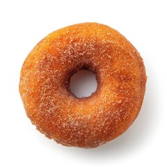 Wall Mural - Top view of a single  apple cider donut with rainbow sprinkles isolated on a white transparent background