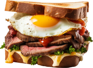 Wall Mural - egg and beef sandwich isolated on white or transparent background,transparency 