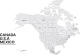 Fototapeta Londyn - USA, Canada, Mexico border map.
North America countries vector map.