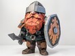 Papercraft gnome knight armor and shield meticulously folded standing brave