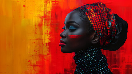 Poster - portrait of a black woman, International Women's Day concept background, beautiful black woman