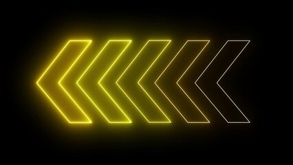 Poster - Yellow neon arrows point on a black background. Neon Left Arrows icons. Glowing pointers on a transparent background. Location indicator for casino, bars, cinemas, nightclub, and motel