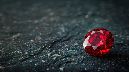 Canvas Print - A pure red ruby gemstone background illuminated by focused light