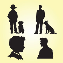 Charlie Set Silhouette, Charlie With Dog Silhouette