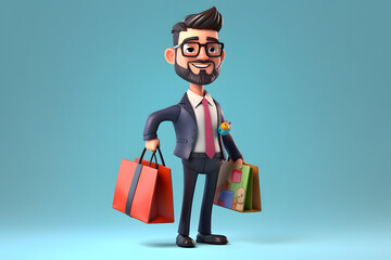 3d E-commerce Entrepreneur businessman character