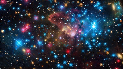 Wall Mural - a breathtaking colorful nebulae and stars emitting radiant light from a vibrant galaxy, casting a ma