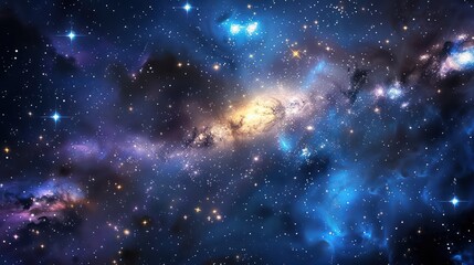 Wall Mural - stunning outer space scenery with nebulae, stars emitting light from a radiant galaxy, illuminating 