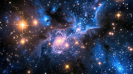 Wall Mural - stunning outer space scenery with nebulae, stars emitting light from a radiant galaxy, illuminating 