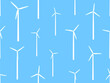 © andyvi - Wind turbines seamless pattern. White silhouettes of wind turbines. Green energy concept, renewable energy, clean electricity production. Eco-friendly wind energy. Vector Illustration