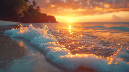 Wall Mural - a breathtaking scene of the sun setting over the sea, painting the sky with hues of orange and blue,