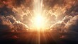 Divine Glory: Worship and Prayer in Cinematic Clouds and Light Rays Background