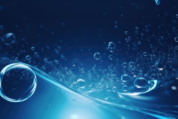 cold blue water with bubbles and twirling rings. abstract background of dark blue water surface