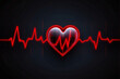 Red cardiogram pulse line stylized within a human heart shape against a pastel background, conveying the concept of health