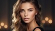 © Elchin Abilov - Glamour portrait of beautiful woman model with fresh daily makeup and romantic wavy hairstyle. Fashion shiny highlighter on skin,  gloss lips make-up and dark eyebrows