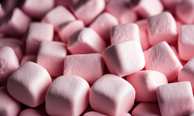 Poster - Pink marshmallows as background, closeup