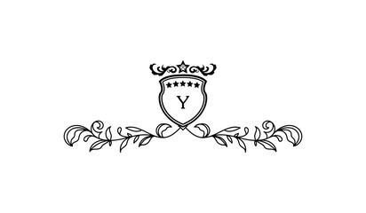 Poster - Luxury Crown Leaves Alphabetical Logo