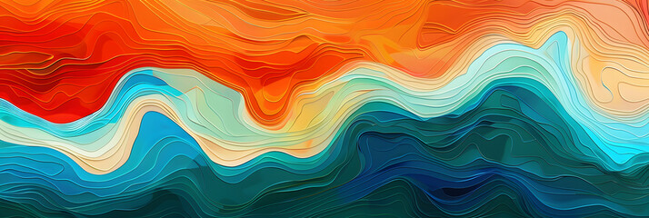 horizontal colorful abstract wave background with peru, firebrick and light sea green colors. can be used as texture, background or wallpaper