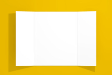 Aufkleber - White Blank Pre Folded Paper with Free Space for Your Design on a yellow. 3d Rendering