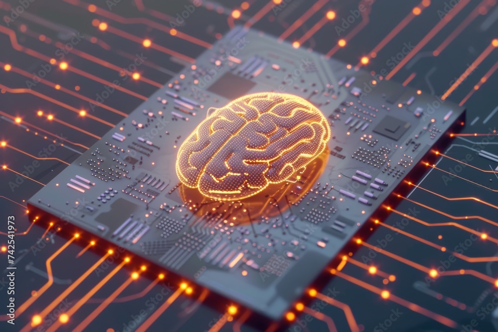 AI Brain Chip accelerator. Artificial Intelligence register mind ...