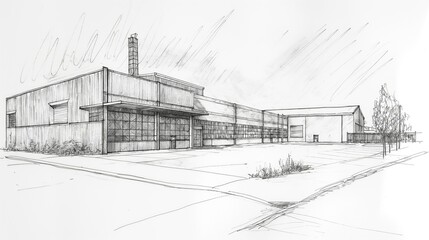 Wall Mural - Sketch of the exterior of the building