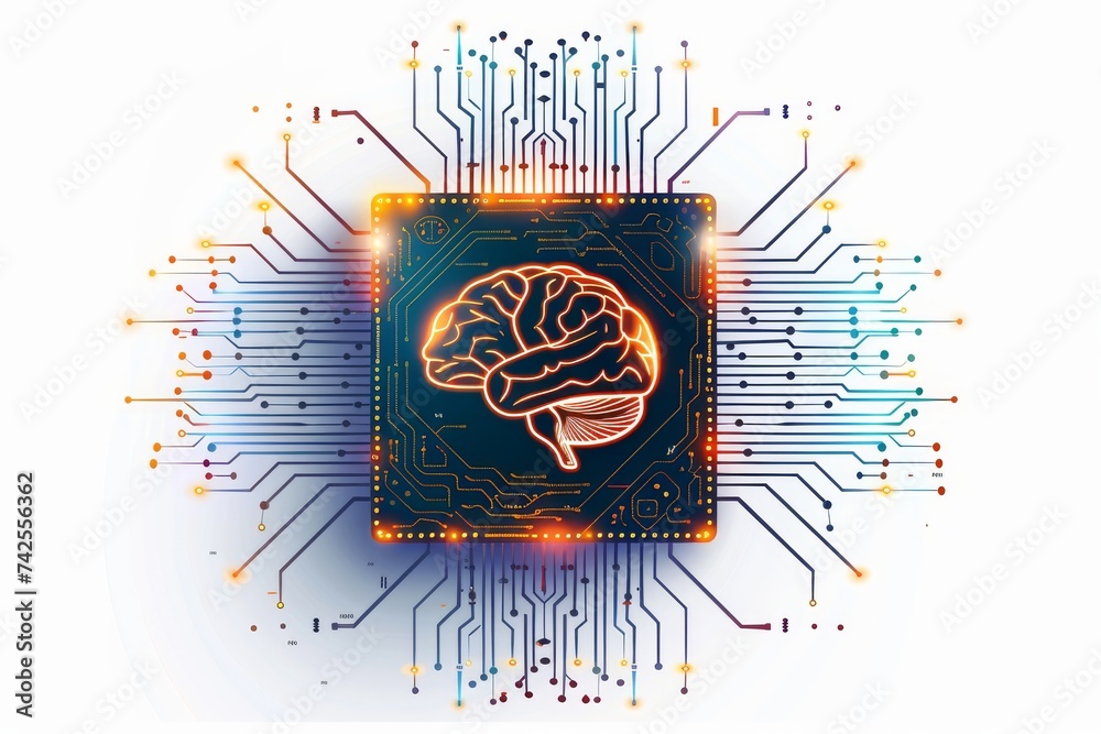 AI Brain Chip semiconductor. Artificial Intelligence formation mind ...