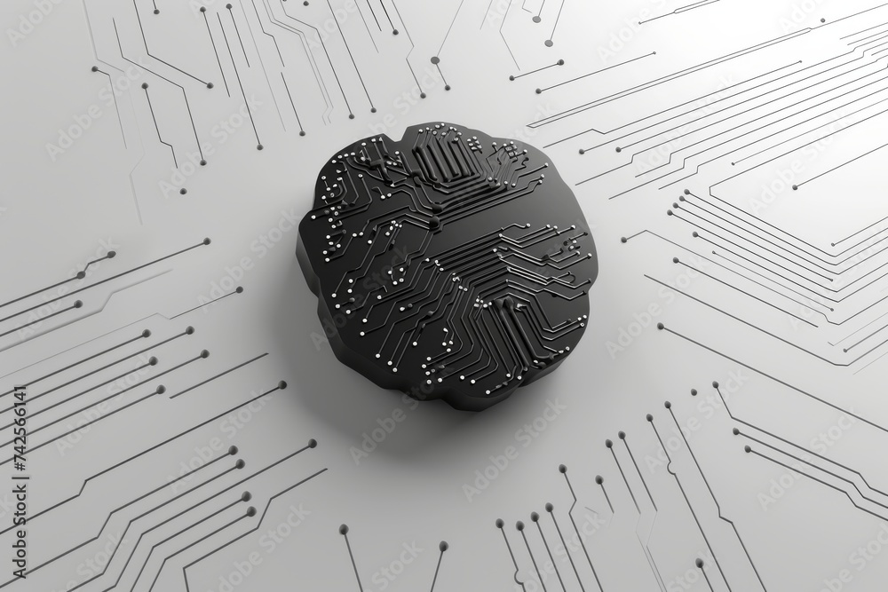 AI Brain Chip axon. Artificial Intelligence testing mind quantum ...