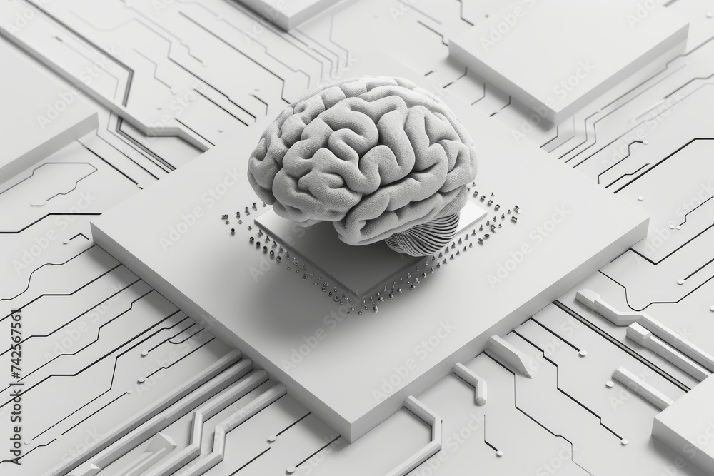 AI Brain Chip first. Artificial Intelligence gyrus human neuromuscular ...