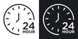 Twenty Four Hours Icon Designed in a Line Style on White Background.