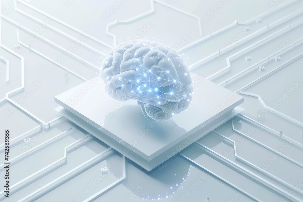AI Brain Chip computing. Artificial Intelligence digital mind ...