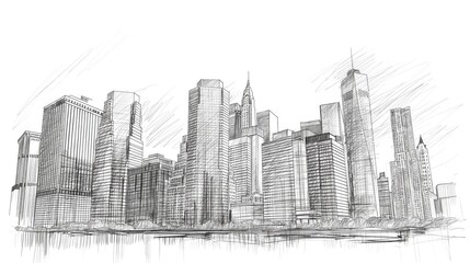 Wall Mural - Sketch of the exterior of the skyscrapers