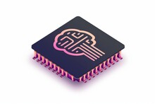 AI Brain Chip Coding. Artificial Intelligence Quantum Mind Digital Leadership Axon. Semiconductor Multi Core Processors Circuit Board Neurostimulation