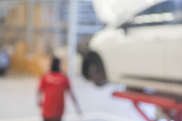 Wall Mural - blured image of car service centre auto repair workshop