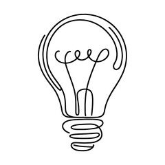 Wall Mural - Light bulb continuous line vector illustration with editable stroke. Single line art of light bulb for business idea, brainstorm or electricity concept. Simple hand drawn outline silhouette.