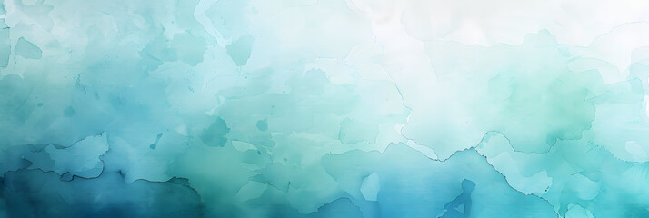 Canvas Print - blue green and white watercolor background with abstract cloudy sky concept with color splash design and fringe bleed stains and blobs