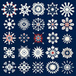 Blue background with white snowflakes. Generative AI