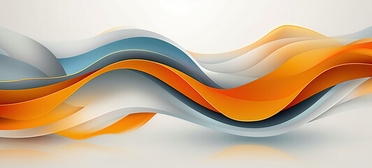 Wall Mural - Abstract background waves newsletter footer, gray and blue, simple orange neon line