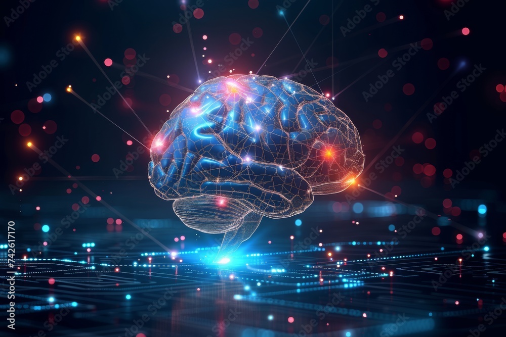 AI Brain Chip configuration. Artificial Intelligence quantum human data ...