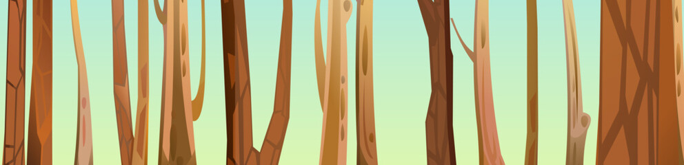 Wall Mural - tree trunks. view of trees. scenery landscape. fun cartoon style. vector